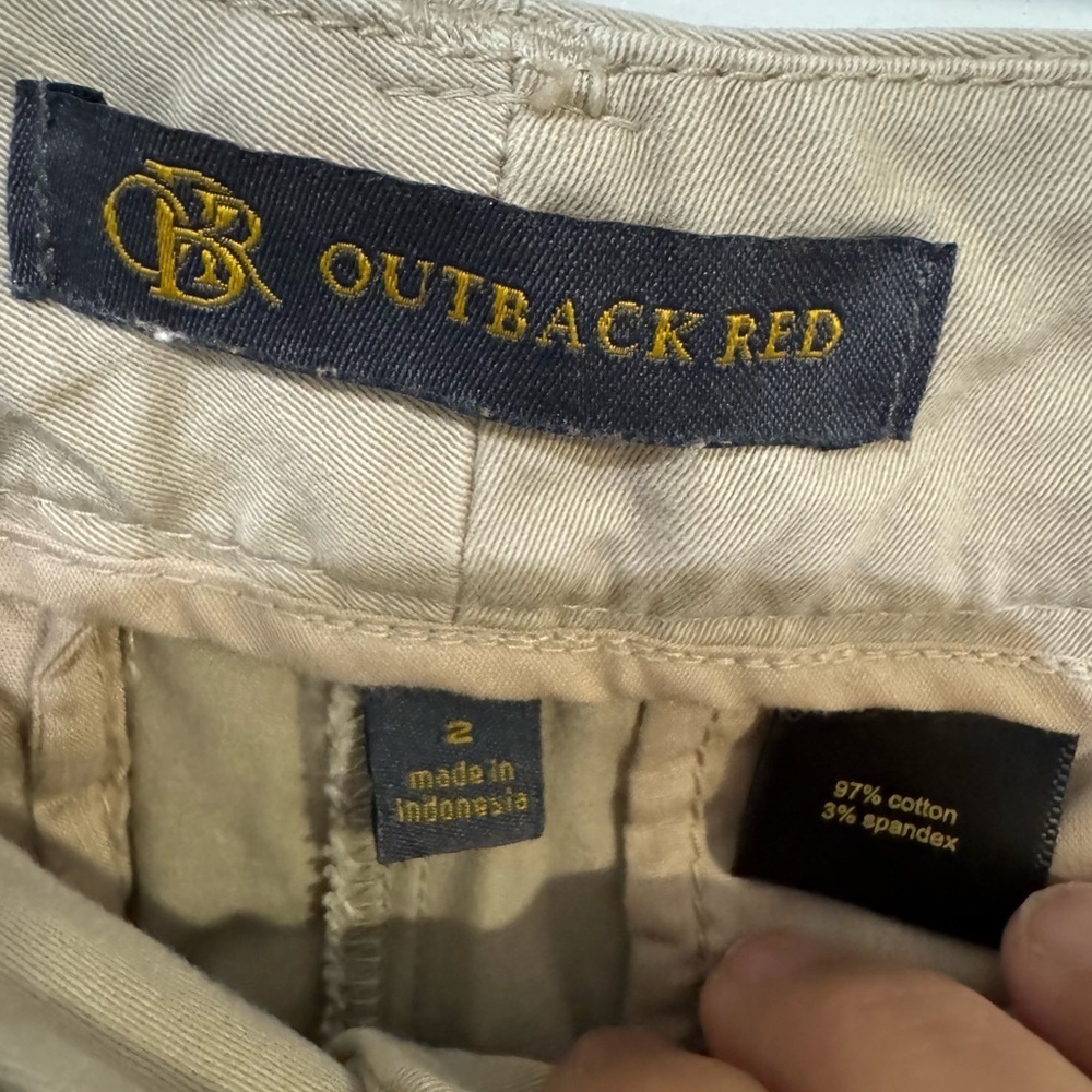 Outback Red Khaki Stretch Chino Capri Pants Women’s Size 2 Cotton Tan Casual - Picture 3 of 3